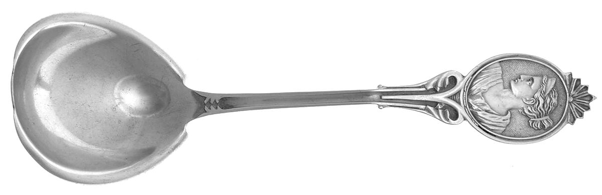 Medallion (Sterling, 1870) Solid Gravy Ladle by Wood & Hughes-1
