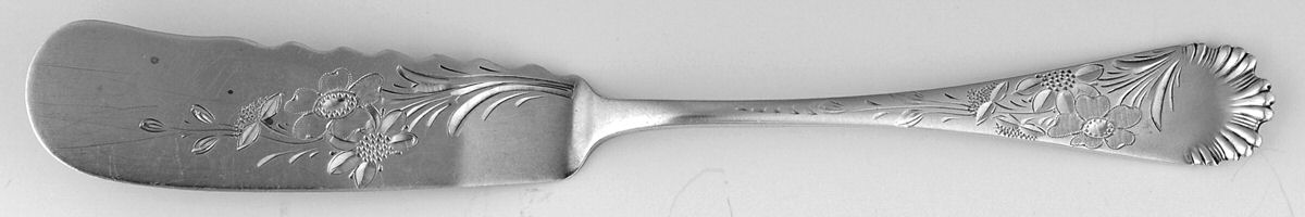 Victoria No. 80 (Sterling, 1885) Flat Handle Bright Cut Master Butter by Wood & Hughes-1