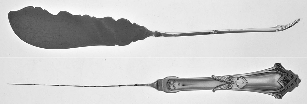 Viola ( Sterling, 1875) Flat Twisted Handle Master Butter Knife by Wood & Hughes-1