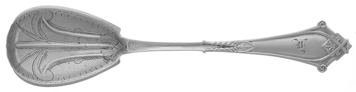 Viola ( Sterling, 1875) Bright Cut Bowl Sugar Spoon by Wood & Hughes-1