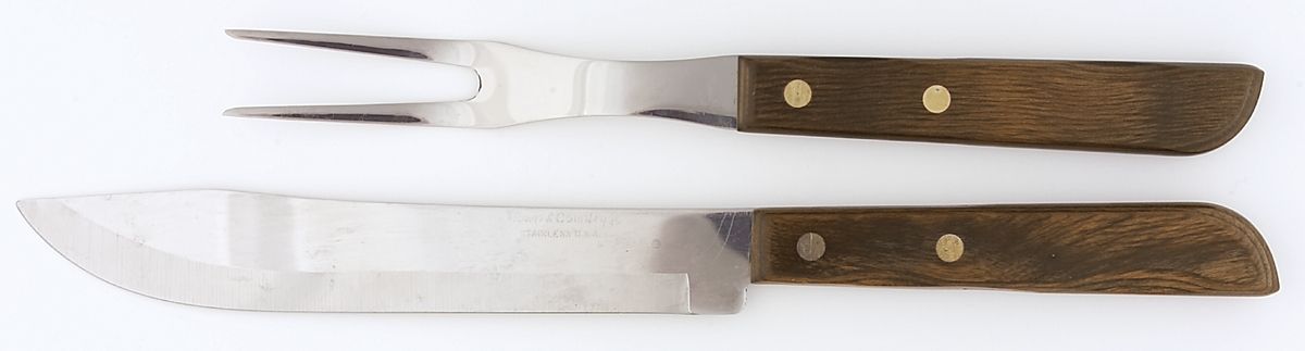 Town and Country-Brown-Walnut (Stainless) Small Stainless Blade 2-Piece Steak Carving Set by Washington Forge-1