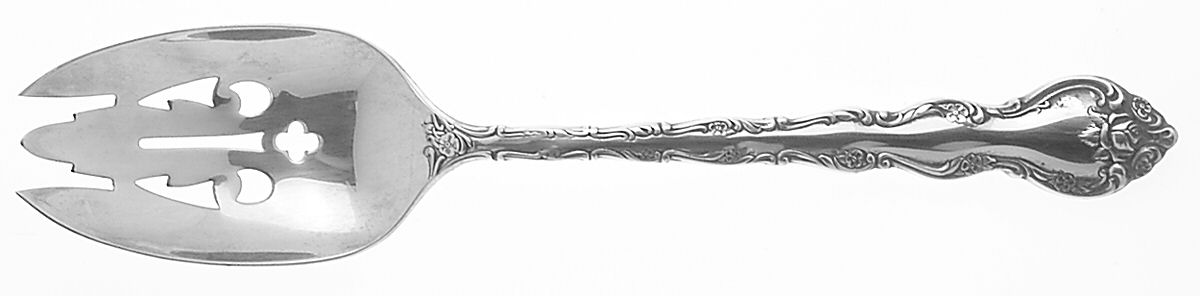 Abbey Rose (Silverplate, 1981) Pierced Tablespoon (Serving Spoon) by Wallace Silver-1