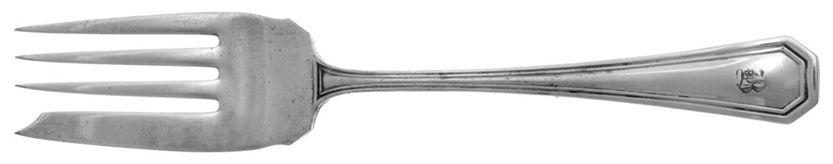 Alamo (Silverplate, 1913) Monogram Medium Solid Cold Meat Serving Fork by Wallace Silver-1