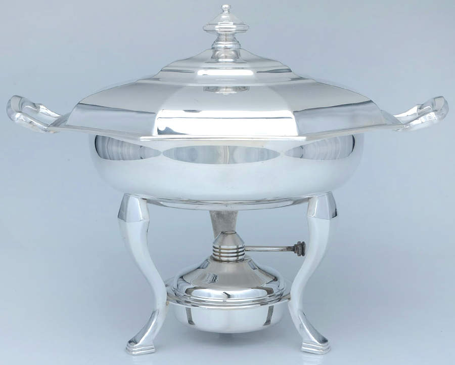 Alden (Silverplate, Hollowware) Chafing Dish W/Lid, Liner, Stand & Burner by Wallace Silver-1