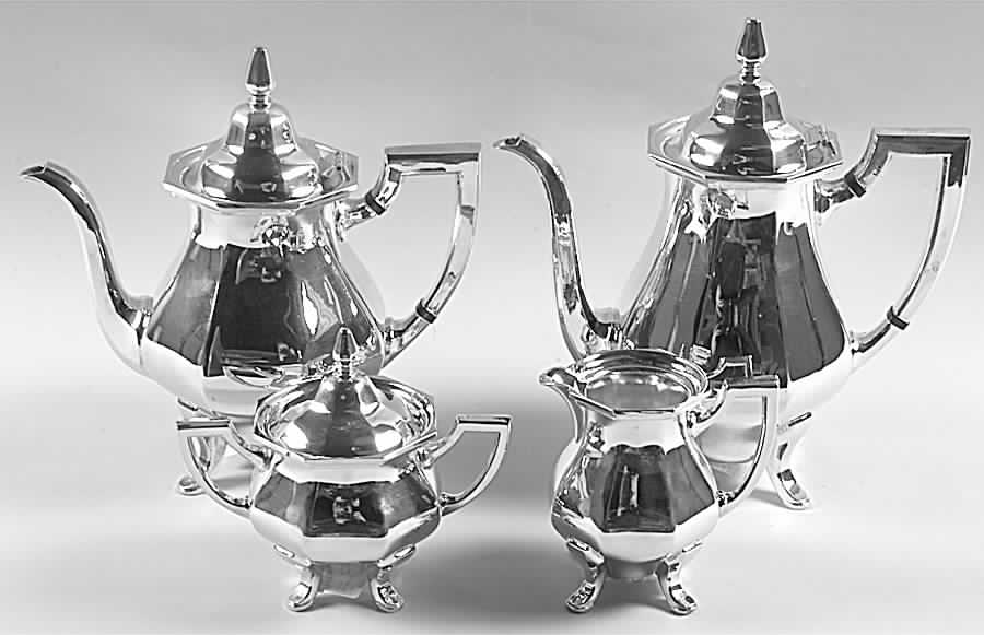 Alden (Silverplate, Hollowware) (4 Piece) Silverplate Tea Set by Wallace Silver-1