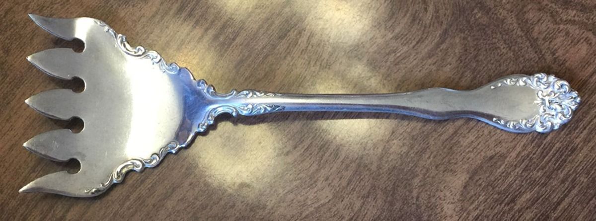Anjou (Silverplate, 1899) Large Solid Tined Sardine Serving Fork by Wallace Silver-1