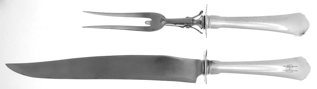 Antique (Sterling, 1926) (2 Pc)Carving Set-Lg Stnbl/Roast w/Sterling Guard by Wallace Silver-1