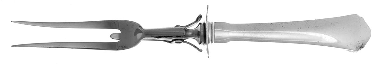Antique (Sterling, 1926) Lg Carving/Roast Fork-Stn Prong w/Sterling Guard by Wallace Silver-1