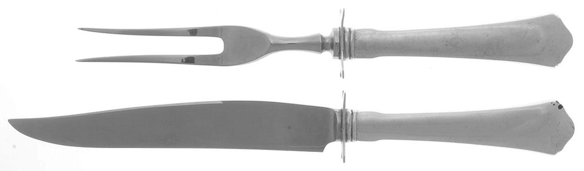 Antique (Sterling, 1926) 2 Piece Small Carving Set W/ Sterling Guard by Wallace Silver-1