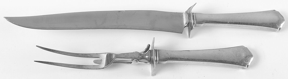 Antique (Sterling, 1926) Large 2-Piece Roast Carving Set w/Stainless Blade by Wallace Silver-1