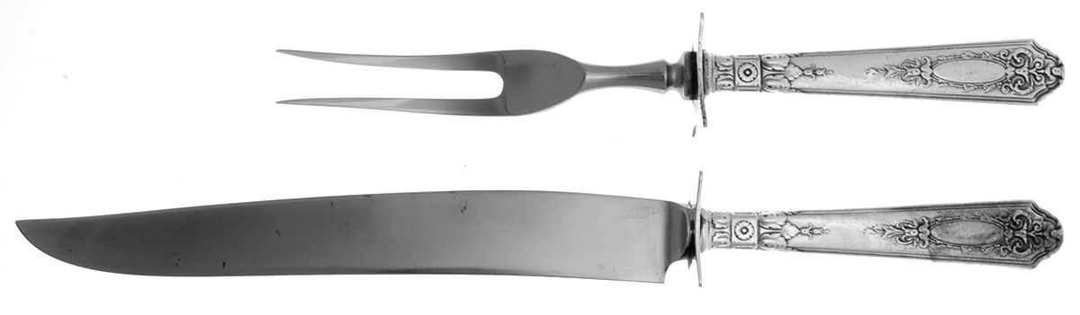 Astor (Silverplate, 1925, No Monograms) Small Stainless Blade 2-Piece Steak Carving Set by Wallace Silver-1