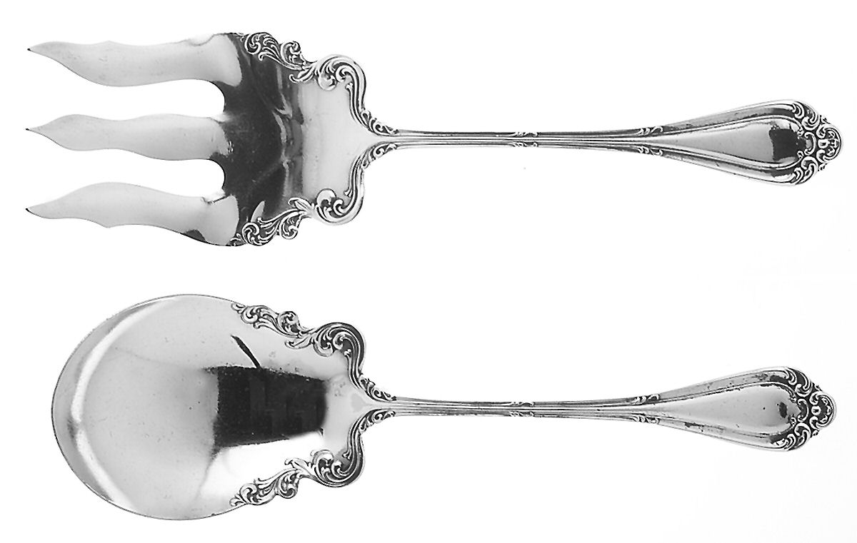 Astoria (Silverplate, 1898, No Monograms) (2 Pc) Solid Salad Set by Wallace Silver-1