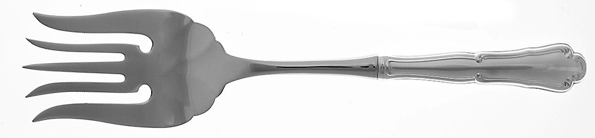 Barocco (Sterling, 1995) Large Stainless-Tine Cold Meat Serving Fork by Wallace Silver-1