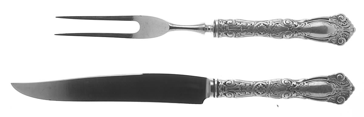 Berain (Sterling, 1907) Small Stainless Blade 2-Piece Steak Carving Set by Wallace Silver-1