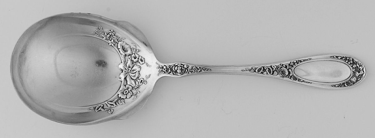 Blossom (Silverplate, 1909) Large Solid Berry/Casserole Spoon by Wallace Silver-1