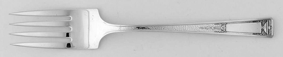 Buckingham (Silverplate, 1924, Monograms) Small Steak Carving Fork with Stainless Prongs by Wallace Silver-1