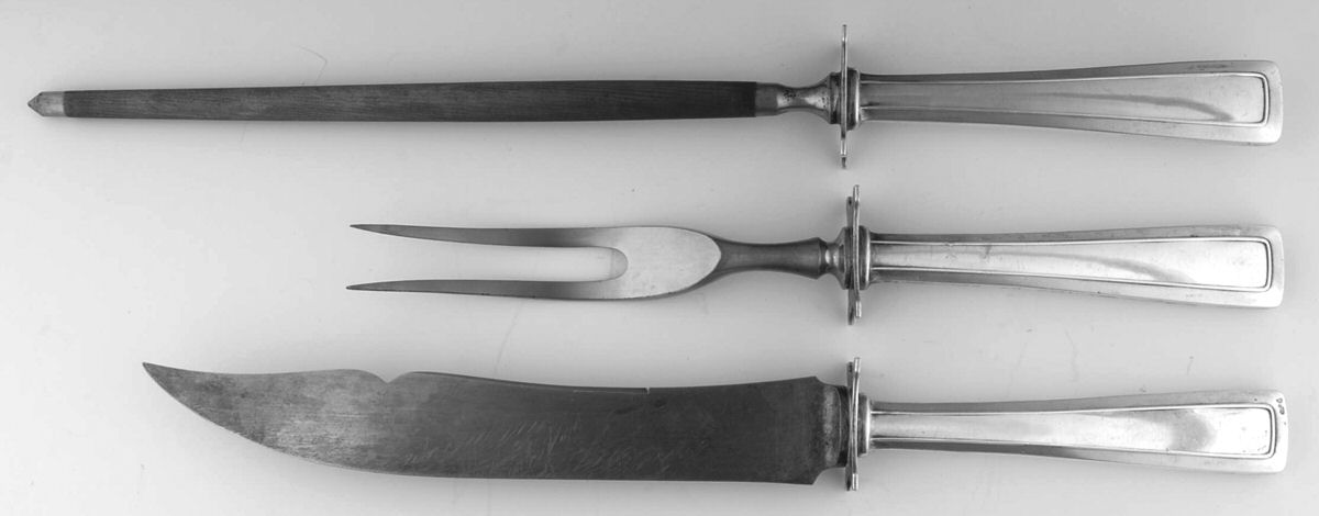 Cabot (Sterling, 1917) 3 Piece Small Carving Set W/Sterling Guard by Wallace Silver-1