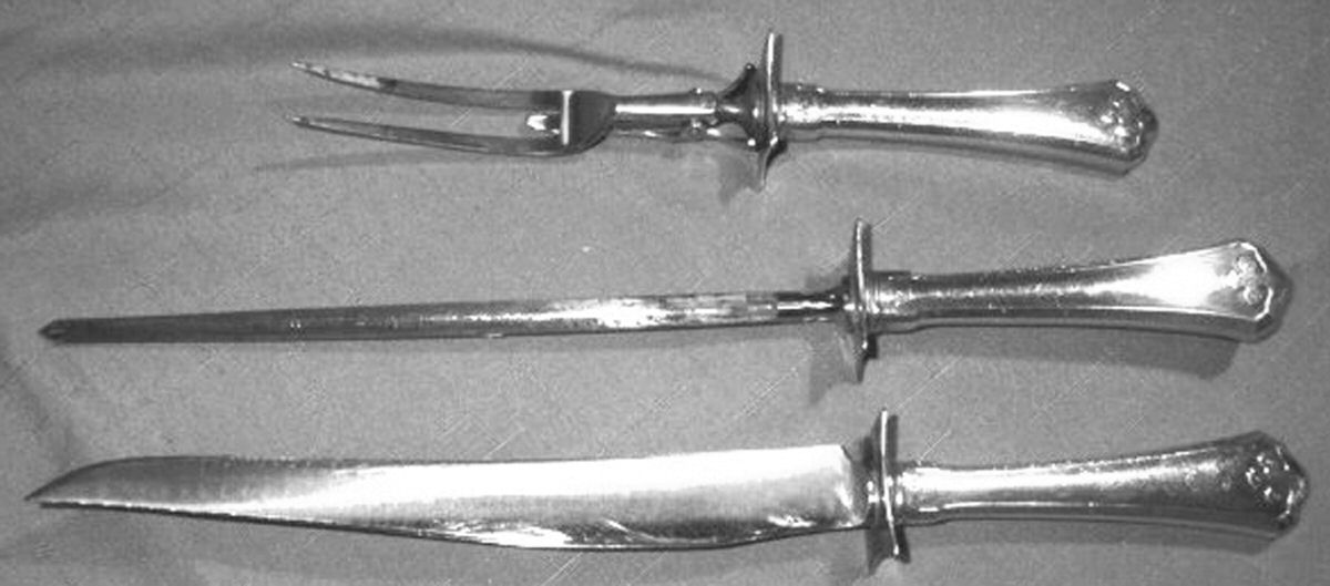 Carmel (Sterling, 1912) Large 3-Piece Roast Carving Set w/ Stainless Blade by Wallace Silver-1