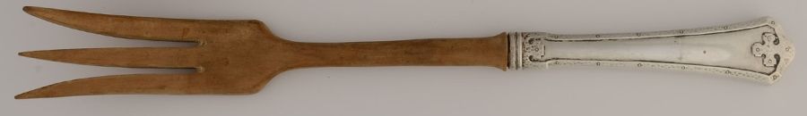 Carmel (Sterling, 1912) Salad Serving Fork with Wooden Prongs by Wallace Silver-1