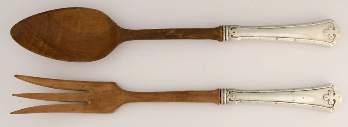 Carmel (Sterling, 1912) Wooden Bowl 2-Piece Salad Set by Wallace Silver-1