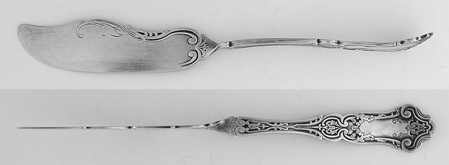 Cardinal (Silverplate, 1907) Monogram Flat Twisted Handle Master Butter Knife by Wallace Silver-1