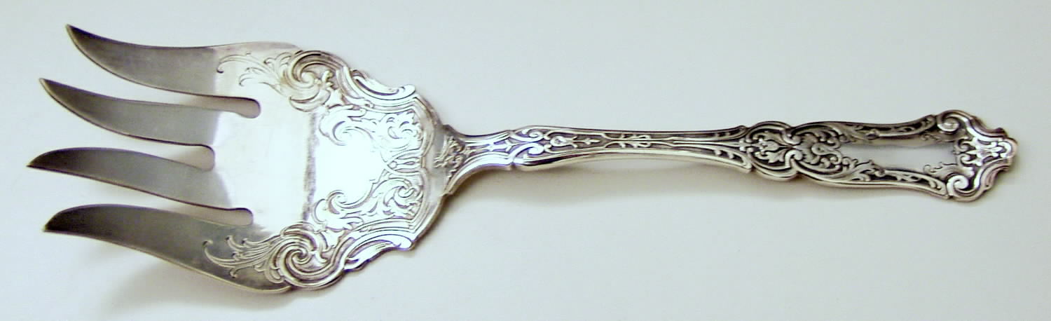 Cardinal (Silverplate, 1907) Large Solid Fish Serving Fork by Wallace Silver-1