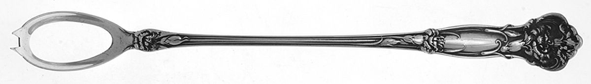 Carnation (Sterling, 1909) Pierced Bowl Long Handle Olive Spoon by Wallace Silver-1