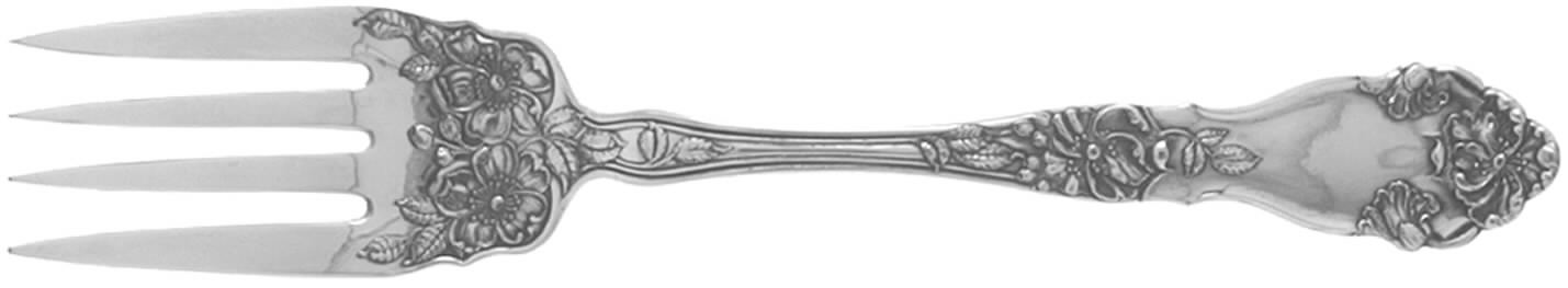 Cherokee Rose (Silverplate, 1919) Medium Solid Cold Meat Serving Fork by Wallace Silver-1