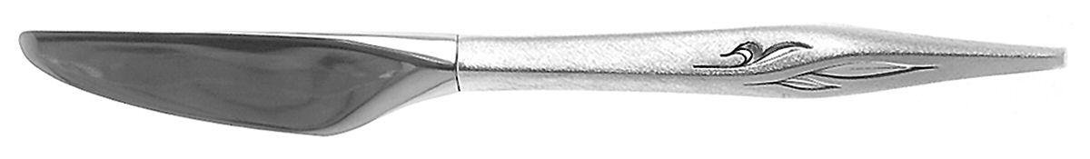 Dawn Mist (Sterling, Burnished, 1963) Modern Hollow Butter Spreader (Stainless) by Wallace Silver-1