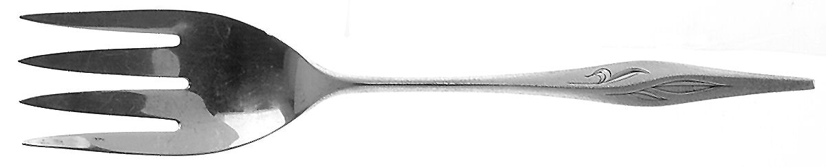 Dawn Mist (Sterling, Burnished, 1963) Solid Salad Serving Fork by Wallace Silver-1