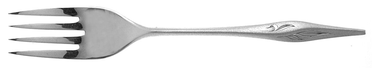 Dawn Mist (Sterling, Burnished, 1963) Large Solid Cold Meat Serving Fork by Wallace Silver-1