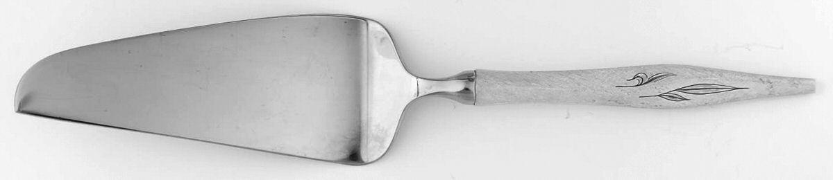 Dawn Mist (Sterling, Burnished, 1963) Pie & Cake Server with Stainless Blade by Wallace Silver-1