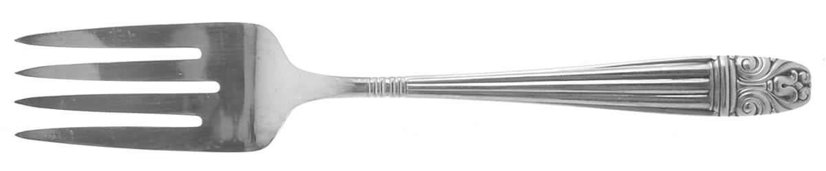 Danish Queen (Sears-Roebuck, Silverplate, 1944) Medium Solid Cold Meat Serving Fork by Wallace Silver-1