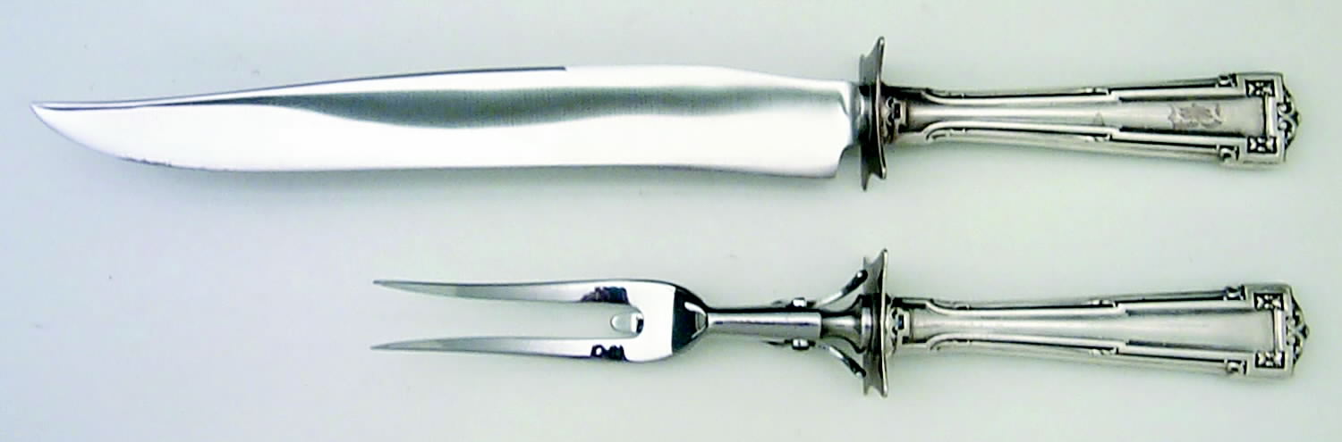 Dauphine (Sterling, 1916) (2 Pc)Carving Set-Lg Stnbl/Roast w/Sterling Guard by Wallace Silver-1