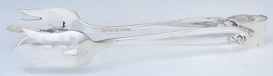 Debutante (Sterling, 1960) Solid Lettuce Tongs by Wallace Silver-1