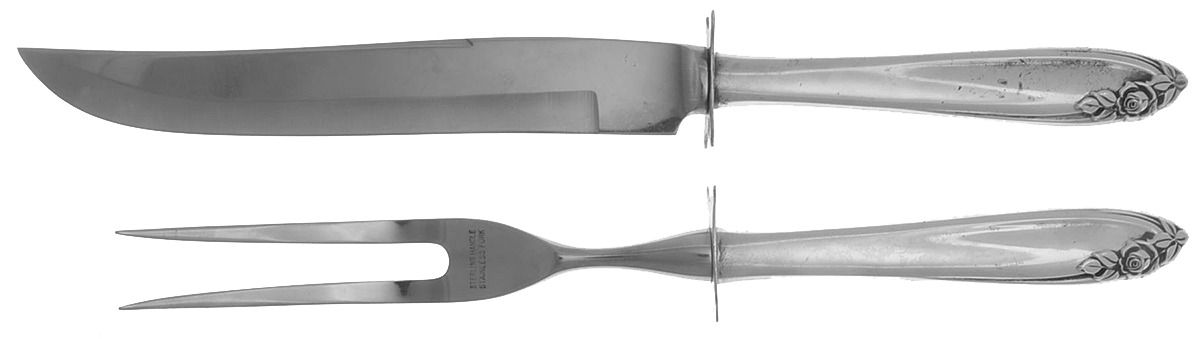 Debutante (Sterling, 1960) 2 Piece Small Carving Set W/ Sterling Guard by Wallace Silver-1