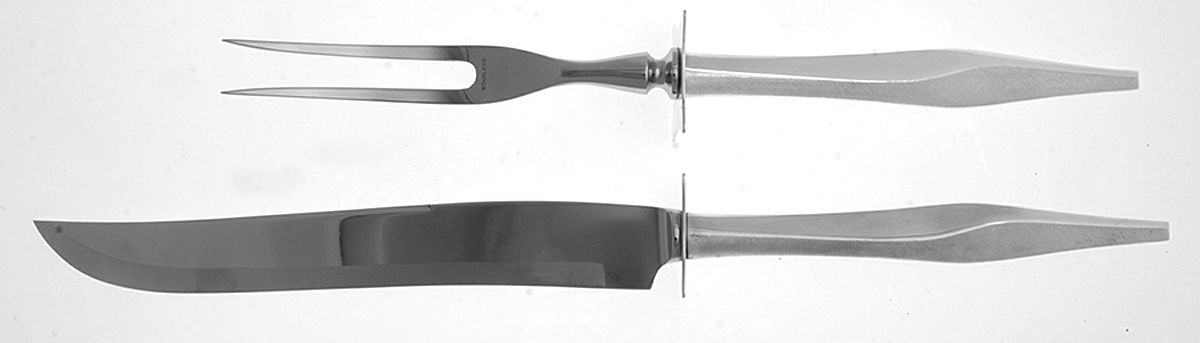 Evening Mist (Sterling, 1963) (2 Pc)Carving Set-Lg Stnbl/Roast w/Sterling Guard by Wallace Silver-1
