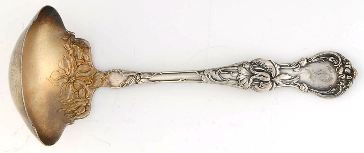 Floral (Silverplate, 1902) Solid Gravy Ladle by Wallace Silver-1