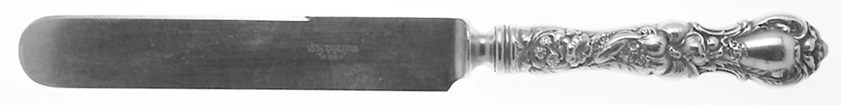 Floral (Silverplate, 1902, Monograms) Old French Hollow Knife with Bolster by Wallace Silver-1