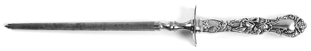 Floral (Silverplate, 1902) Small Steel Rod Sharpener Knife by Wallace Silver-1