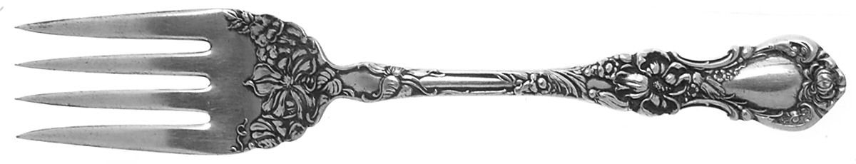 Floral (Silverplate, 1902) Medium Solid Cold Meat Serving Fork by Wallace Silver-1
