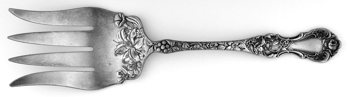 Floral (Silverplate, 1902) Small Solid Fish Serving Fork by Wallace Silver-1
