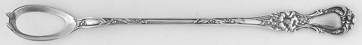 Floral (Silverplate, 1902) Pierced Bowl Long Handle Olive Spoon by Wallace Silver-1