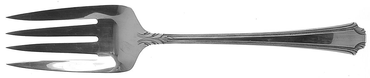 Georgian Colonial (Sterling, 1932) Large Solid Cold Meat Serving Fork by Wallace Silver-1