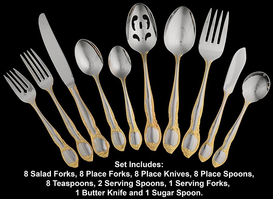 Golden Amberly 45 Piece Starter Set by Wallace Silver-1