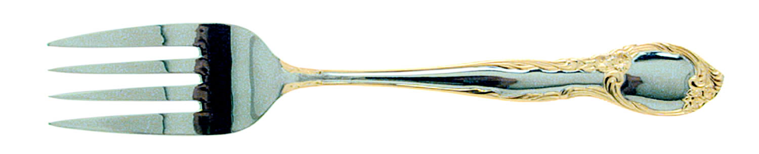 Golden Amberly Medium Solid Cold Meat Serving Fork by Wallace Silver-1
