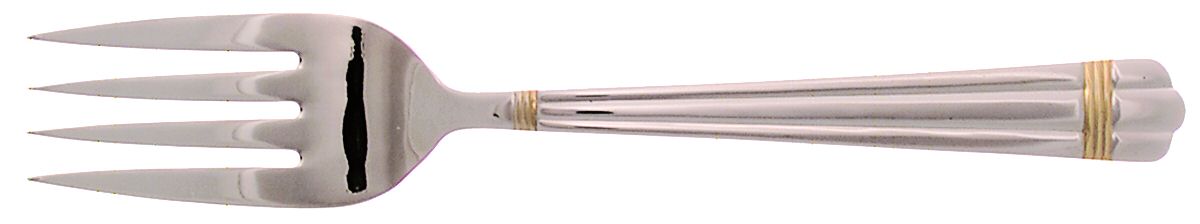 Golden Apollo (Stainless, Gold Accent, Rib Front-Bc) Medium Solid Cold Meat Serving Fork by Wallace Silver-1