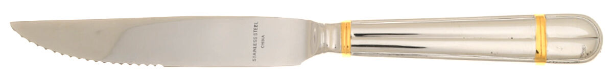 Golden Carmel (Stainless, Gold Accent) Steak Knife Individual Hollow, Serrate HC by Wallace Silver-1