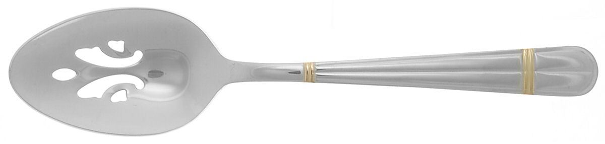 Golden Carmel (Stainless, Gold Accent) Pierced Tablespoon (Serving Spoon) by Wallace Silver-1