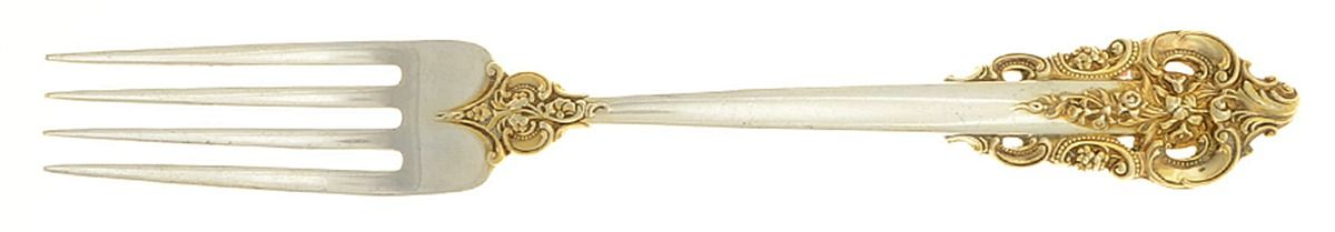 Golden Grande Baroque (Sterling, Gold Accent) Fork by Wallace Silver-1